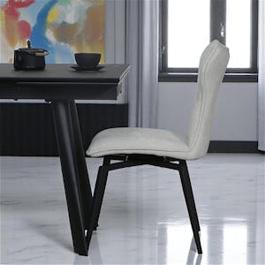Chaise beige pivotante en velours avec passepoil (lot de 2) LOMBARDIE